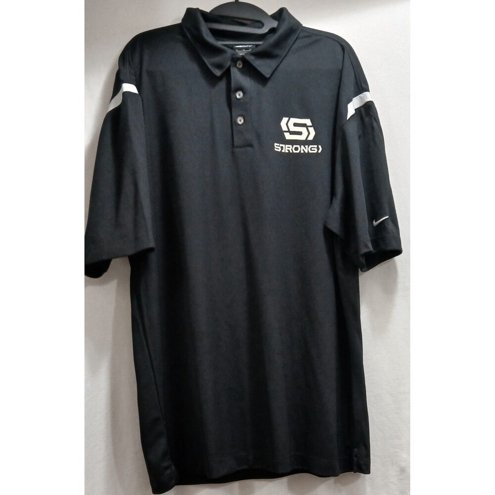 Nike Golf Dri Fit Men's Black Short Sleeve Polo Shirt Strong Logo FCA Camp NWT